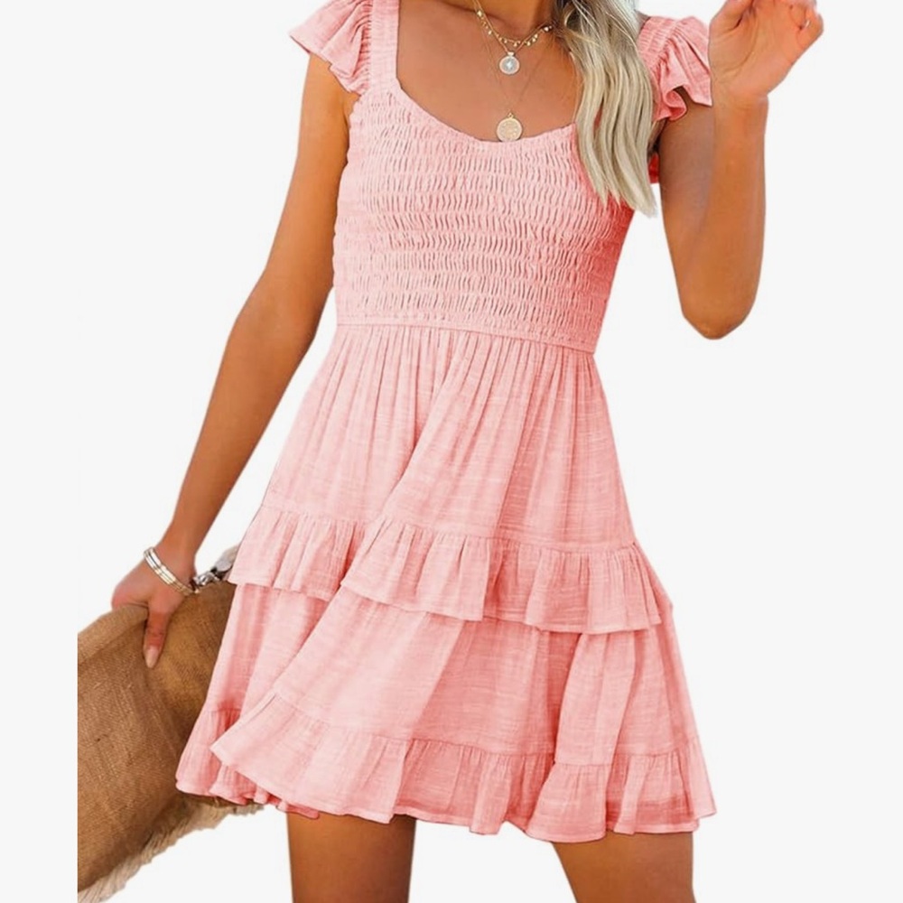 Amazon Blush Ruffle Mini Dress